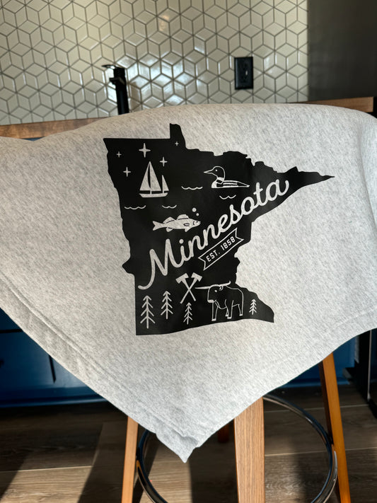 State of MN Sweatshirt Throw Blanket