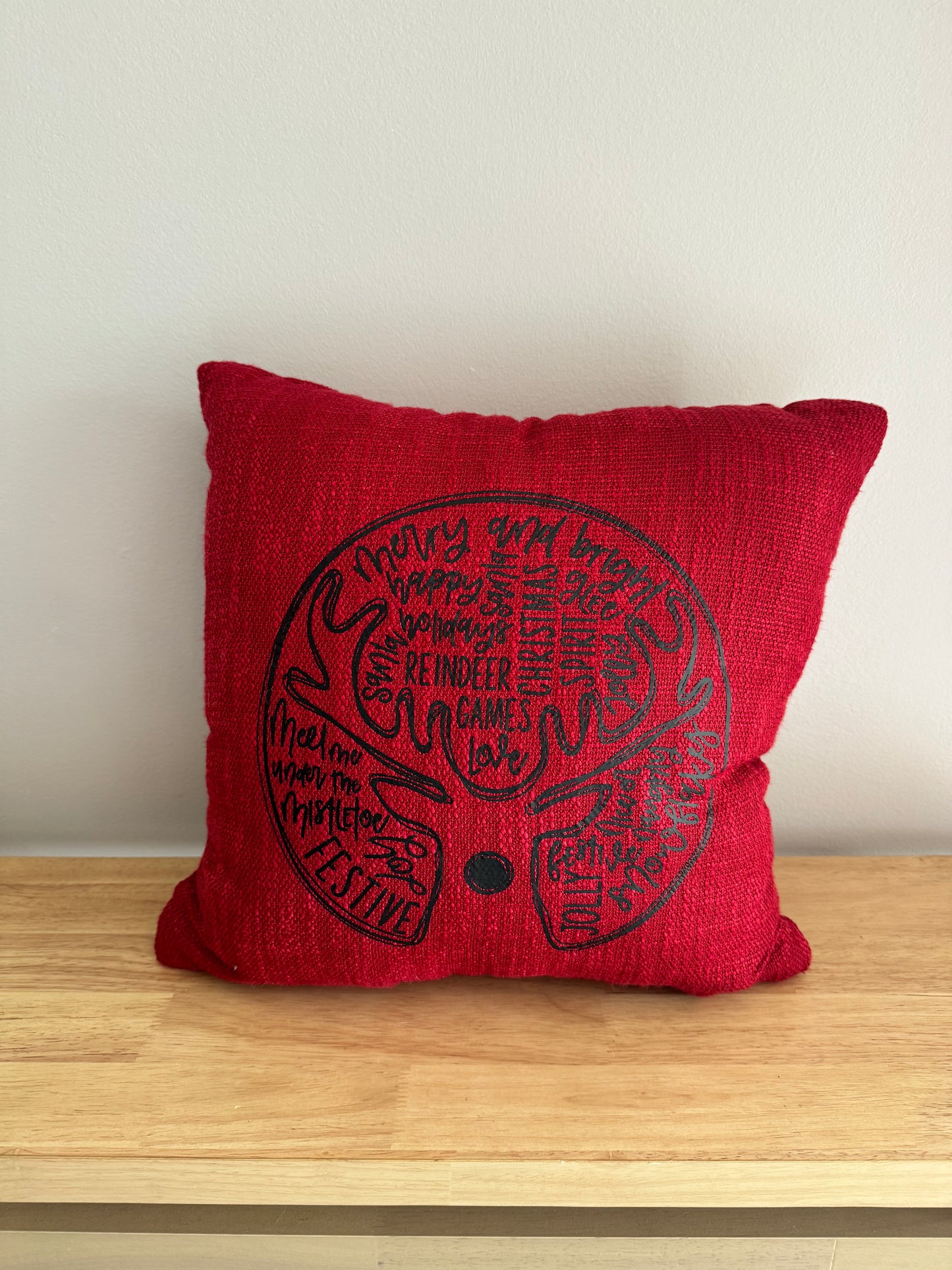 Red Reindeer Throw Pillow