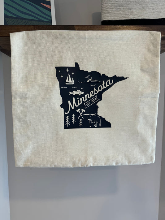 State of MN PIllow Cover - Beige