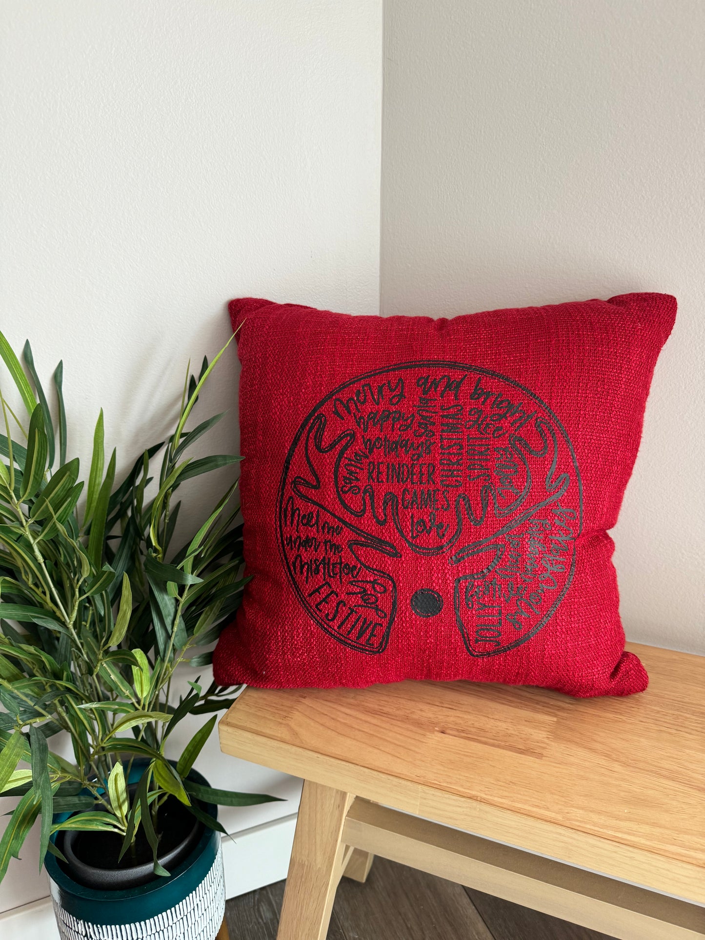 Red Reindeer Throw Pillow